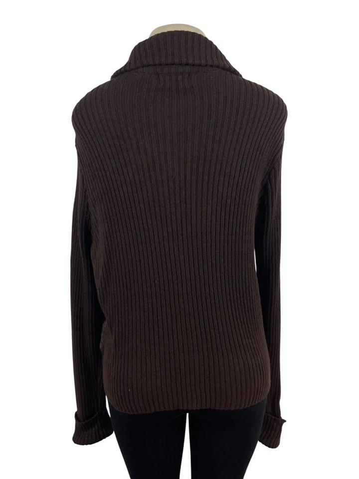 Chaqueta de Gamuza Crochet Marrón Ciervo Blanco Mujer Manga Larga Acanalada Tejido Talla XL - Nueva Foto 3 de 4