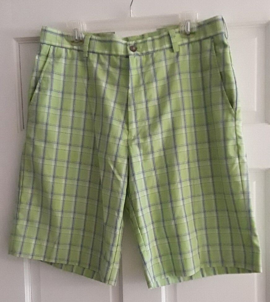 Izod Golf Mens Green Plaid Shorts Sz 34 eBay