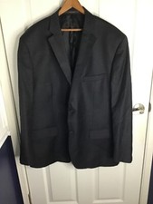 Tasso Elba Men's Black 2 Button Wool Cashmere Sports Coat Blazer 48R