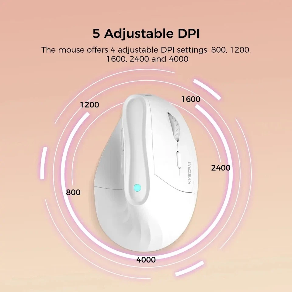 Vertical Mouse Wireless Bluetooth Ergonomic RGB Rechargeable 4000DPI Mute Button - Image 4 of 4