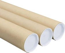 2" x 20 " Kraft Mailing Tube & end caps  (50/Case) Round Cardboard Shipping