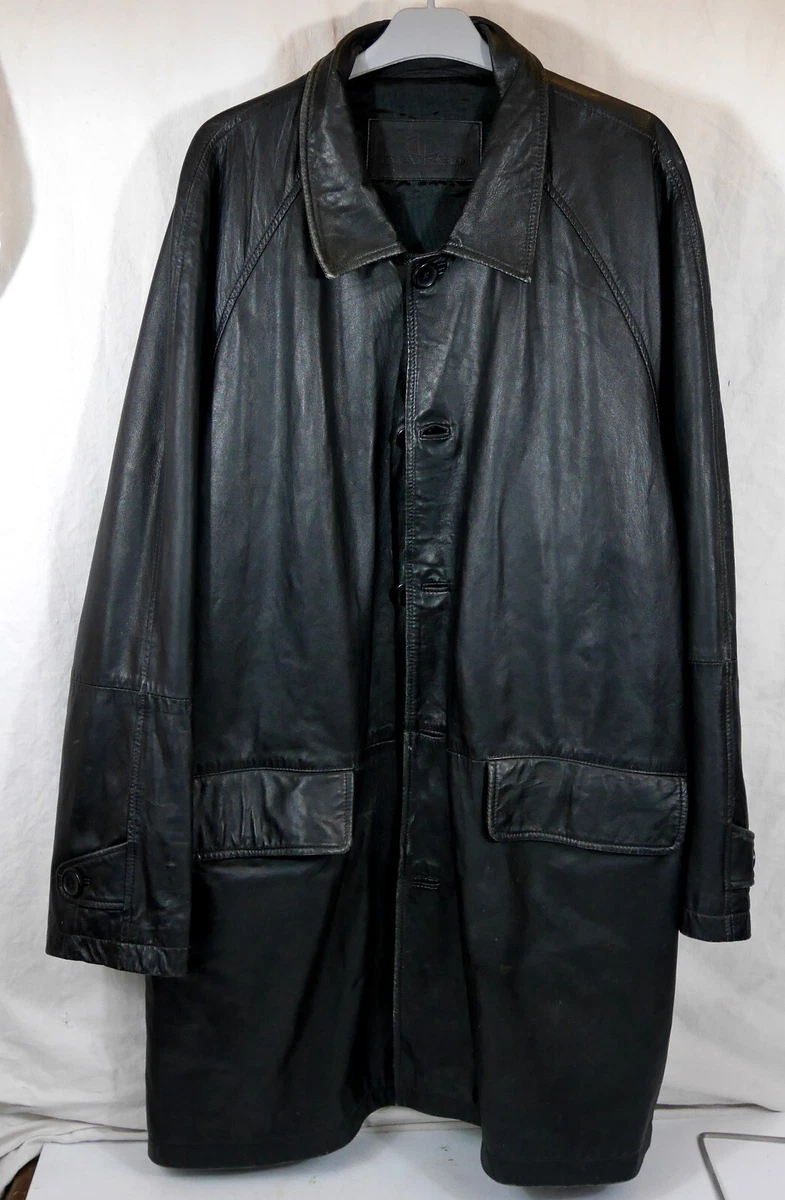 Manteau Long En Cuir Noir Pour Homme - Taille 52 - Style Corée Du Nord - Occasion