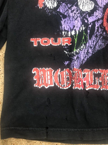 Half Evil World Tour Langarm Distressed T-Shirt Herren Gr. Medium Schwarz Rock - Bild 6 von 11