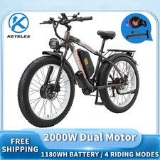 2000W E-Bike V3 Electric Bicycle 26" FatTire 48V 23Ah Dual Motor 35MPH KETELES