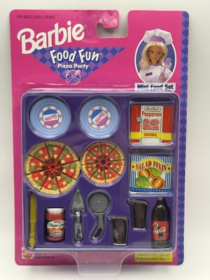 Barbie Food Fun Pizza Party Mini Food Set Vintage 1998 Sealed New