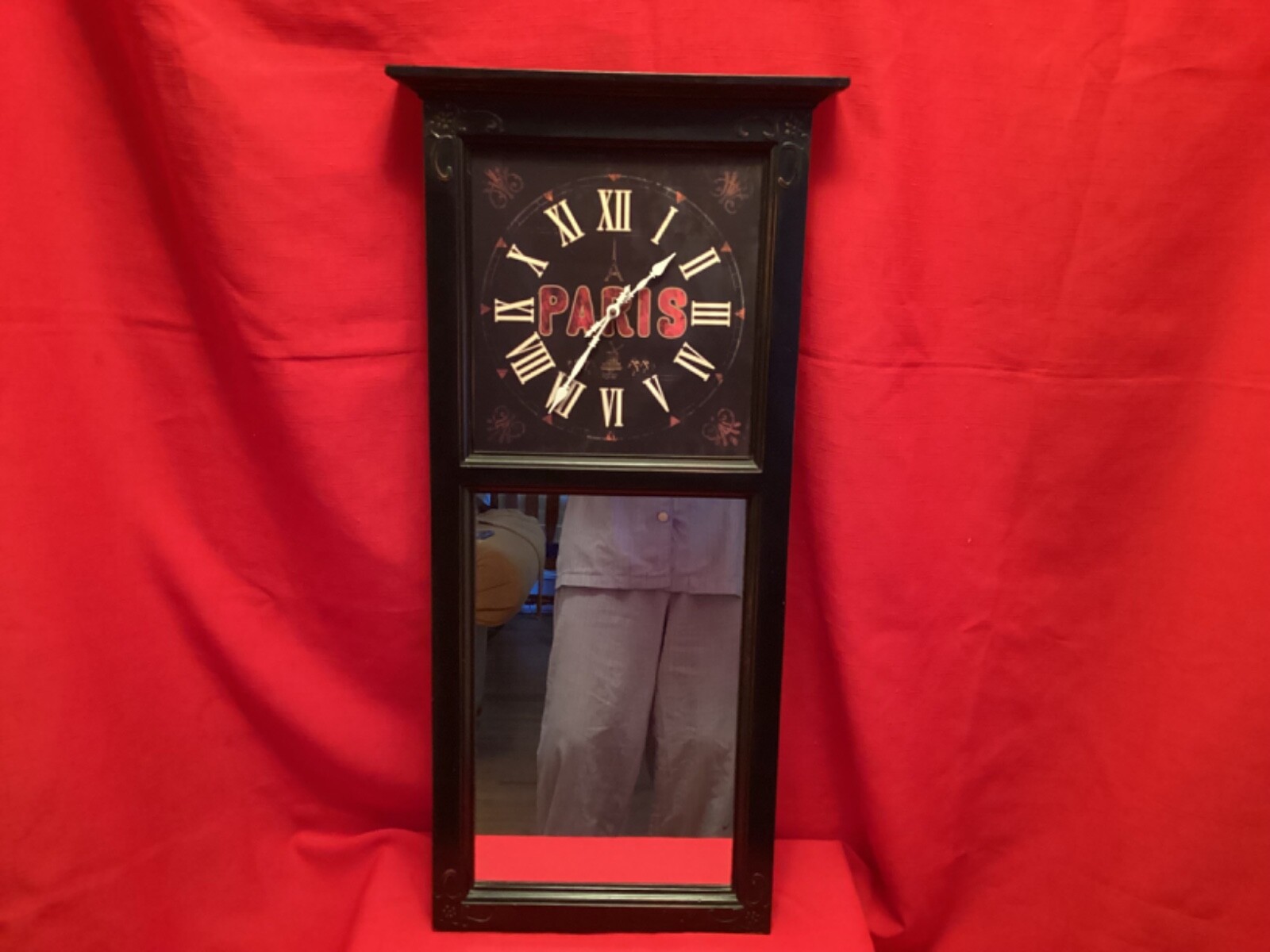 Large Wood Wall clock , Quartz, Rectangular. Paris. Works - Nice 30 3/4”height