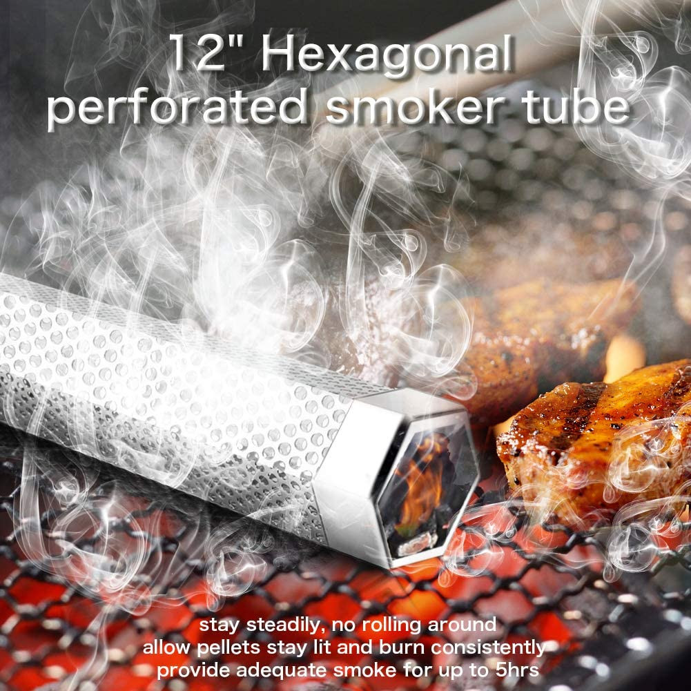 Smoke Tube for Pellet Smoker, 12'' Smoker Tube for Pellet Grill - Hot or Cold Sm