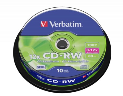50 Verbatim CD-RW 1x - 12x wiederbeschreibbare Rohlinge CD RW High Ultra Burn 43480