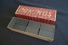VINTAGE HALSAM HAL-SAM DOMINOS GAME ORIGINAL RED STRIPED BOX MADE IN USA 1950