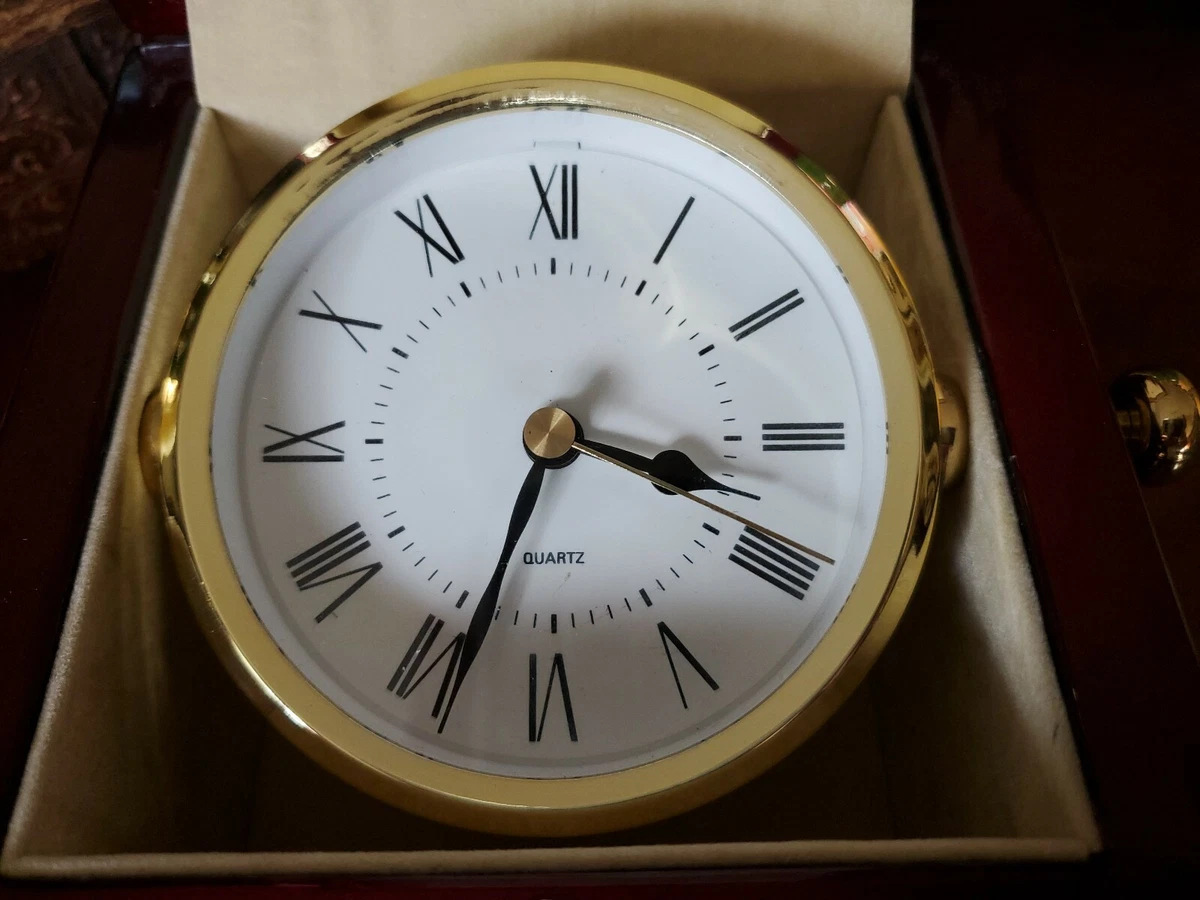 Swiss Quartz Desk Clock In Box From IAAPA - Has Beautiful Wood Box Pivot & Turns