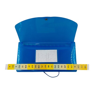 Jam Paper Expanding File 13 Pocket Blue 5'' x 10 1/2'' Check Size Button & String