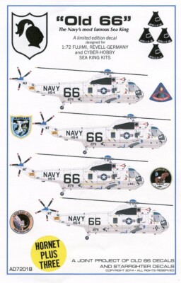 Starfighter Decals/Old 66 1/72 SH-3D Sea King Apollo 8 10 11 12 Navy Helicopter