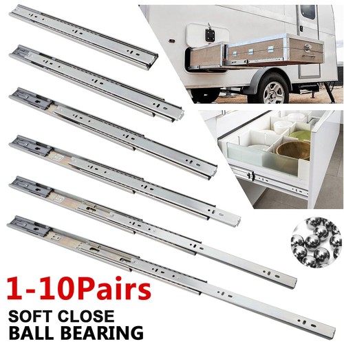1/2/5/10 Pair Soft Close Full Extension Drawer Slides Runners Ball Bearing Rails - Picture 2 of 30