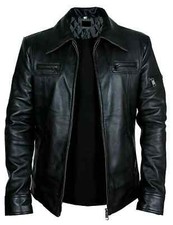 BASIC New Men's Black Leather Jacket Pure Lambskin Motorcycle Biker Coat Jacket
