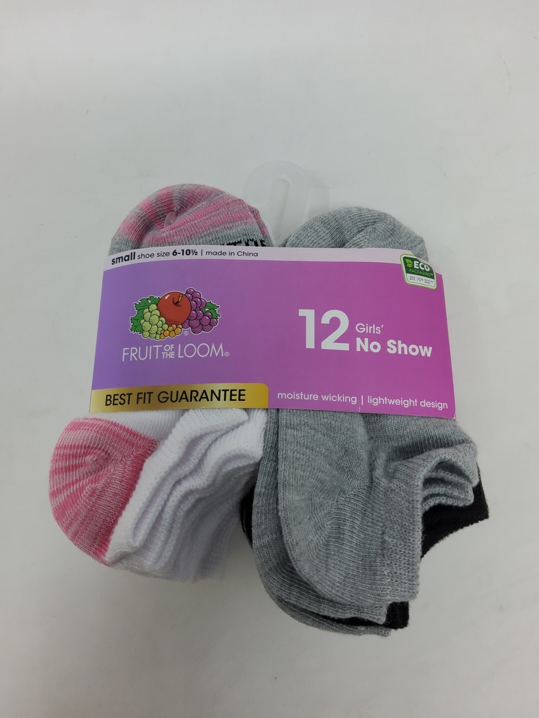 Fruit of the Loom Girls 12 Pair Multi Color No Show Socks Size Small 6 ...