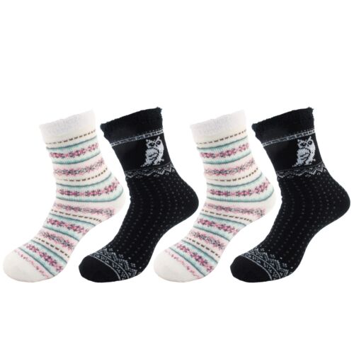 Double Layer Thick Soft Warm Fuzzy Home Cabin Crew Ankle Socks, 3 or 4 Pairs - Picture 17 of 23
