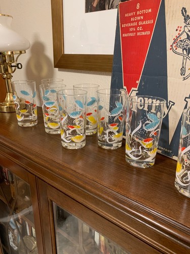 VINTAGE IN BOX MERRY MAKER FEDERAL GLASS CO. SET OF 8 DRINKING GLASSES - Picture 5 of 13