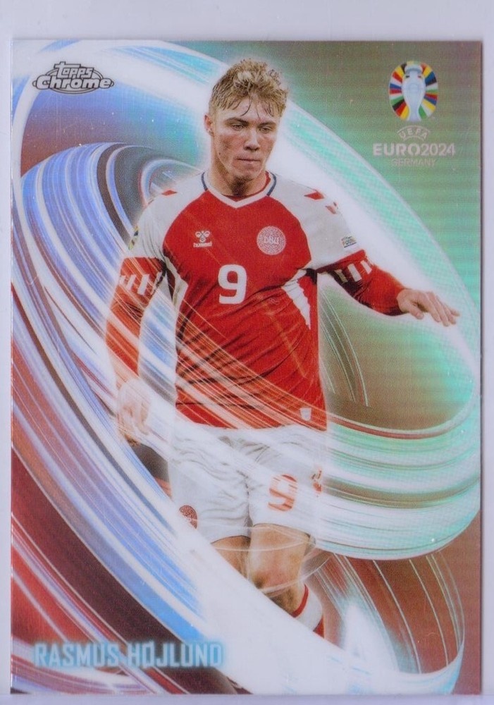 2024 Topps Chrome UEFA Euro Neon Nations #NN-17 Rasmus Hojlund - Denmark