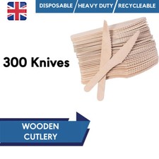 300 Wooden Cutlery Knives Biodegradable Wood Catering Birthday Parties Knife