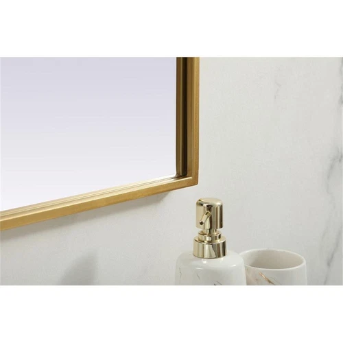 Elegant Decor Blaire 36x42" Arch Modern MDF Wood/Iron Mirror in Brass - Picture 6 of 9