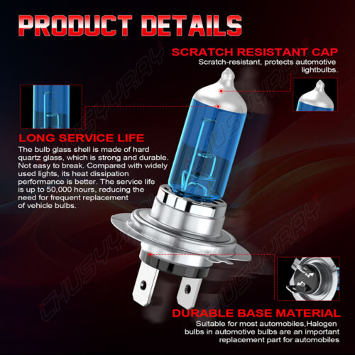 4X White H7+H1 Headlight High /Low Beam Bulbs Combo For BMW E70 X5 2005-2013 - 第 10/11 張圖片