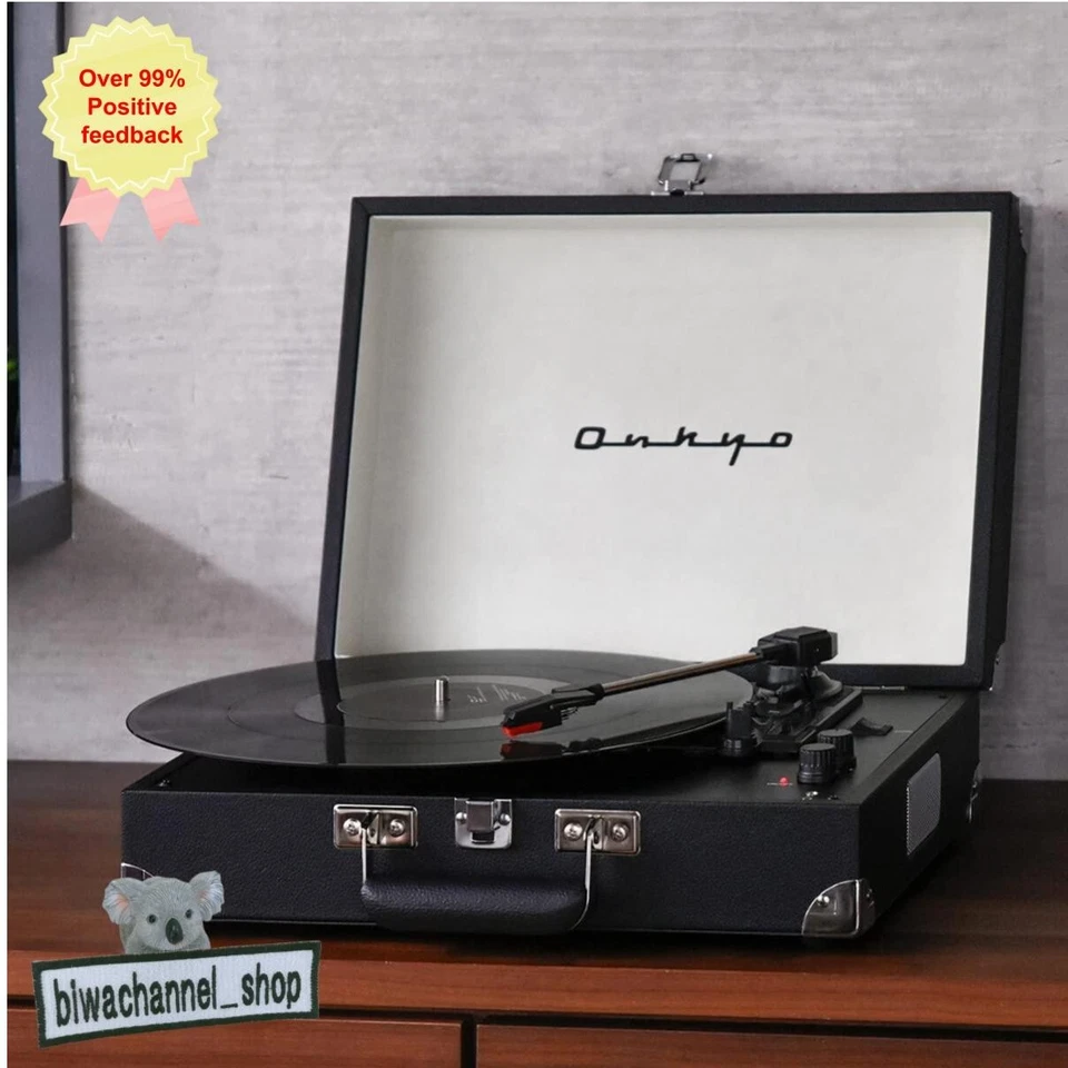 ONKYO Record Player Negro OCP-01 Bluetooth Tocadiscos Altavoces Portátiles Japón - Imagen 2 de 4