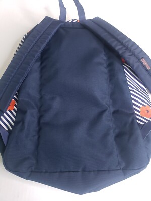 Jansport Backpack Tropical Flowers Bag Black White Stripes Navy Blue School Jansport Backpack Tropical Flowers Bag Black White Stripes  main image 3