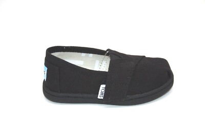 Kids TOMS Tiny Alpargata Canvas BLACK/BLACK SIZE 6C SLIP ON