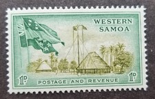 * LIVRAISON GRATUITE Samoa Definitives Flags And Village 1952 (timbre) MLH