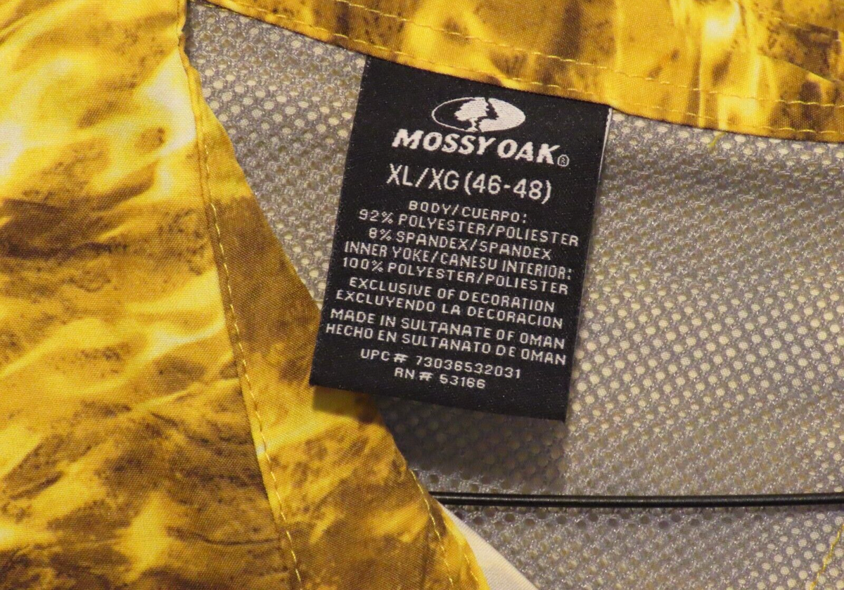 Chemise Camouflage Jaune Mossy Oak Pêche - Taille XL (46-48) - Neuf étiquettes - Manches Longues Performance