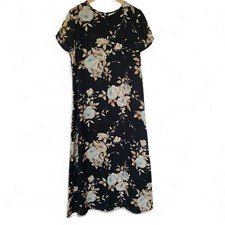 Vintage Jennifer Moore Dark Floral black Maxi Dress Size 12 Fairygrunge 90s Y2K