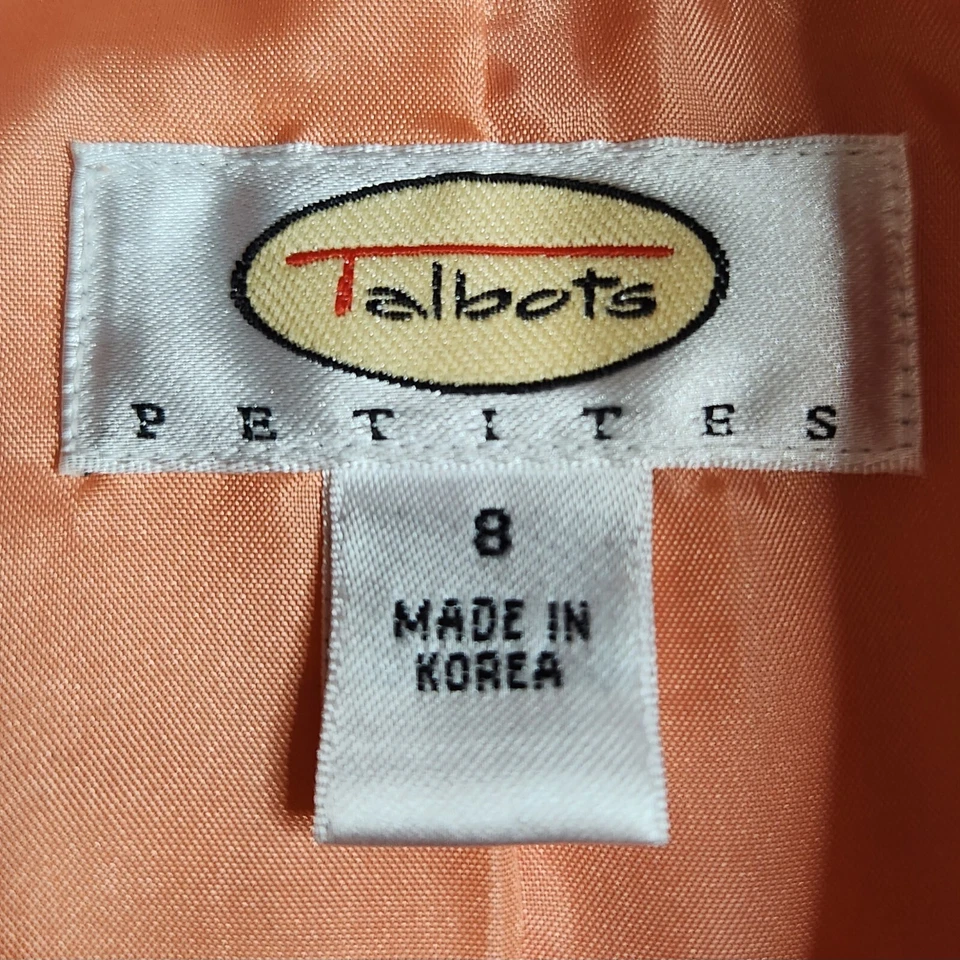 Blazer Talbots Petites para mujer talla 8P melocotón abotonado hombreras forradas Foto 4 de 4