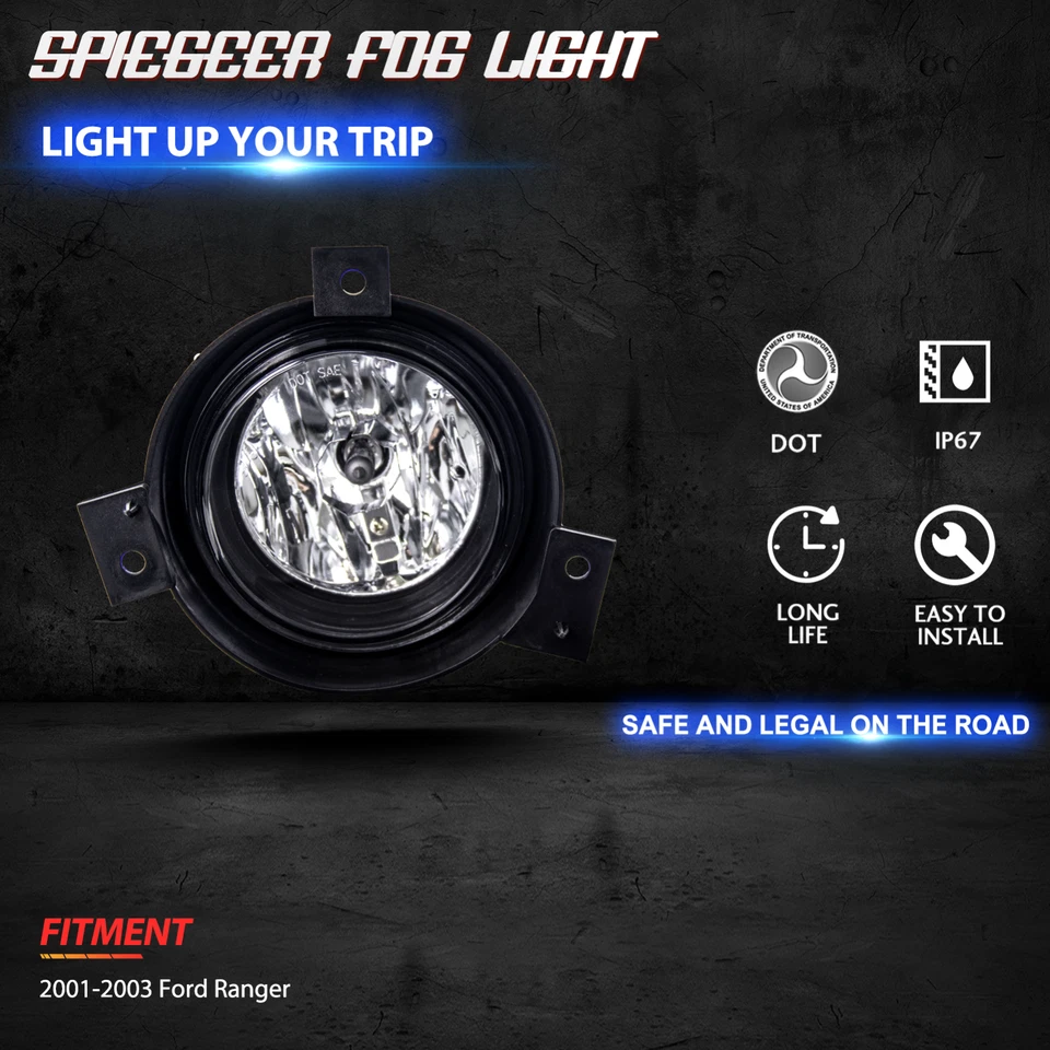 Fog Lights Assembly for 2001 2002 2003 Ford Ranger with Switch Clear Lens - Image 3 of 4