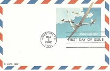 STAMP US SCOTT UXC20 "Sailplanes" 28 CENT ON POSTCARD 1982 FDC - A