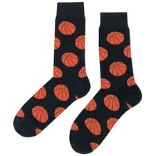 NWT Basketball Dress Socks Novelty Men 8-12 Black Crazy Fun Sockfly