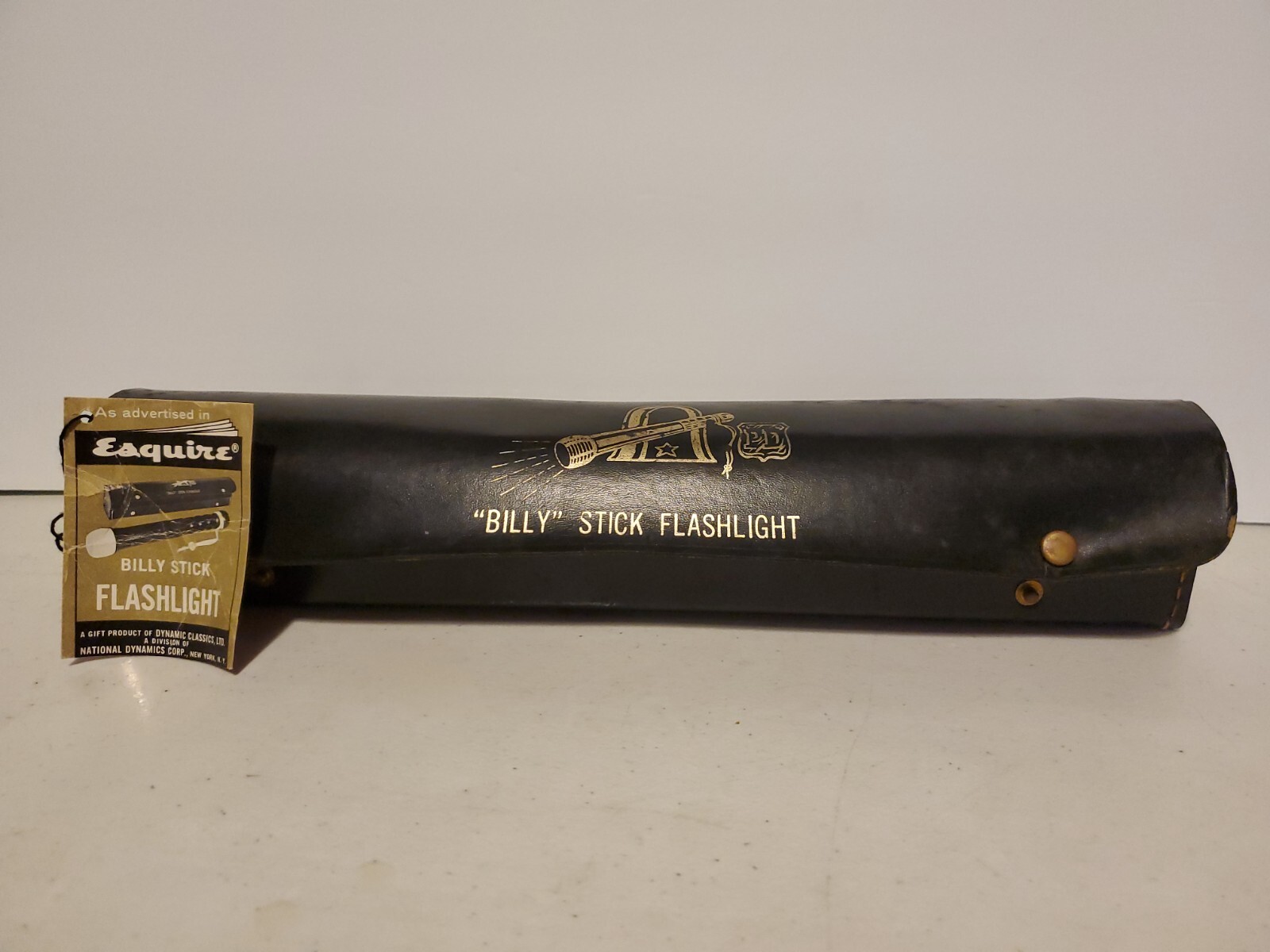 Vintage Police Department Leather Billy Stick Flash Light Case & Light