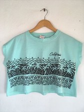 Vintage Lifestyles 80s California Palm Trees Surfboard Cropped T Shirt One Size