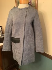 Sandro Paris Cotton Blend Coat With Lambskin Trim Mid Length S Nwt Msrp $755