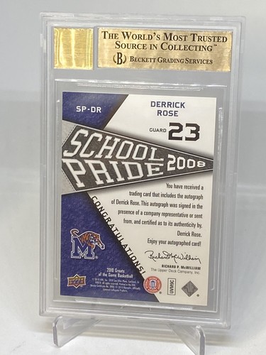 2009 DERRICK ROSE AUTO SP/10 GREATS GAME SCHOOL PRIDE BGS 9.5/10 POP 2 - 第 6/10 張圖片