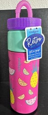 New,Cool Gear,Retro,Water Bottle,Comfort Grip,Pink,Teal,Fruit,24 Oz,BPA Free.