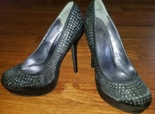 Women's SM New York Black 5" High Heel Pumps/Shoes Rhinestone Size 7