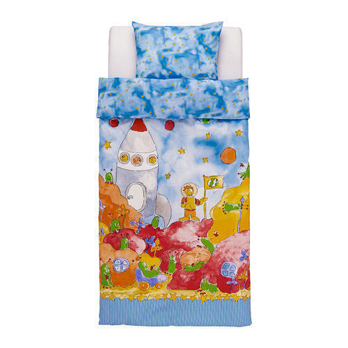 Funda nórdica/edredón individual para niños con temática espacial Ikea Rymdbas y funda de almohada 