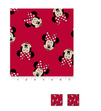 1/4 Yard Fat Quarter Disney Minnie Mouse Cotton Fabric Tossed Minnie Heads