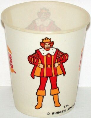 Vintage paper cup BURGER KING picturing the King dated 1977 new old ...