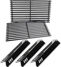 Set of Porcelain Coated Cooking Grid and Three Porcelain Steel Replacement Heat