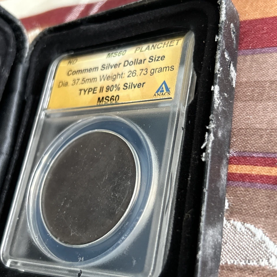 ND Commemorative Silver Dollar Size 90% Silver Type II BLANK Planchet ANACS MS60 - Image 2 of 4