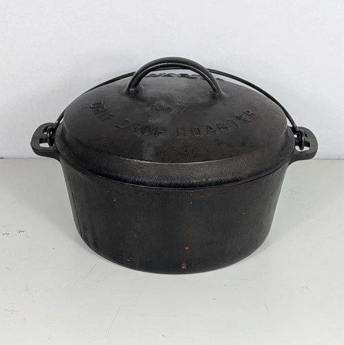 Vintage Wagner Ware No 7 Drip Drop Roaster Cast Iron Dutch Oven Patent 1922