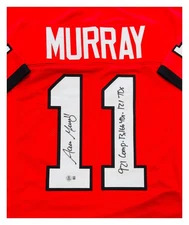 Aaron Murray autographed Georgia Red custom jersey w/ insc Beckett COA