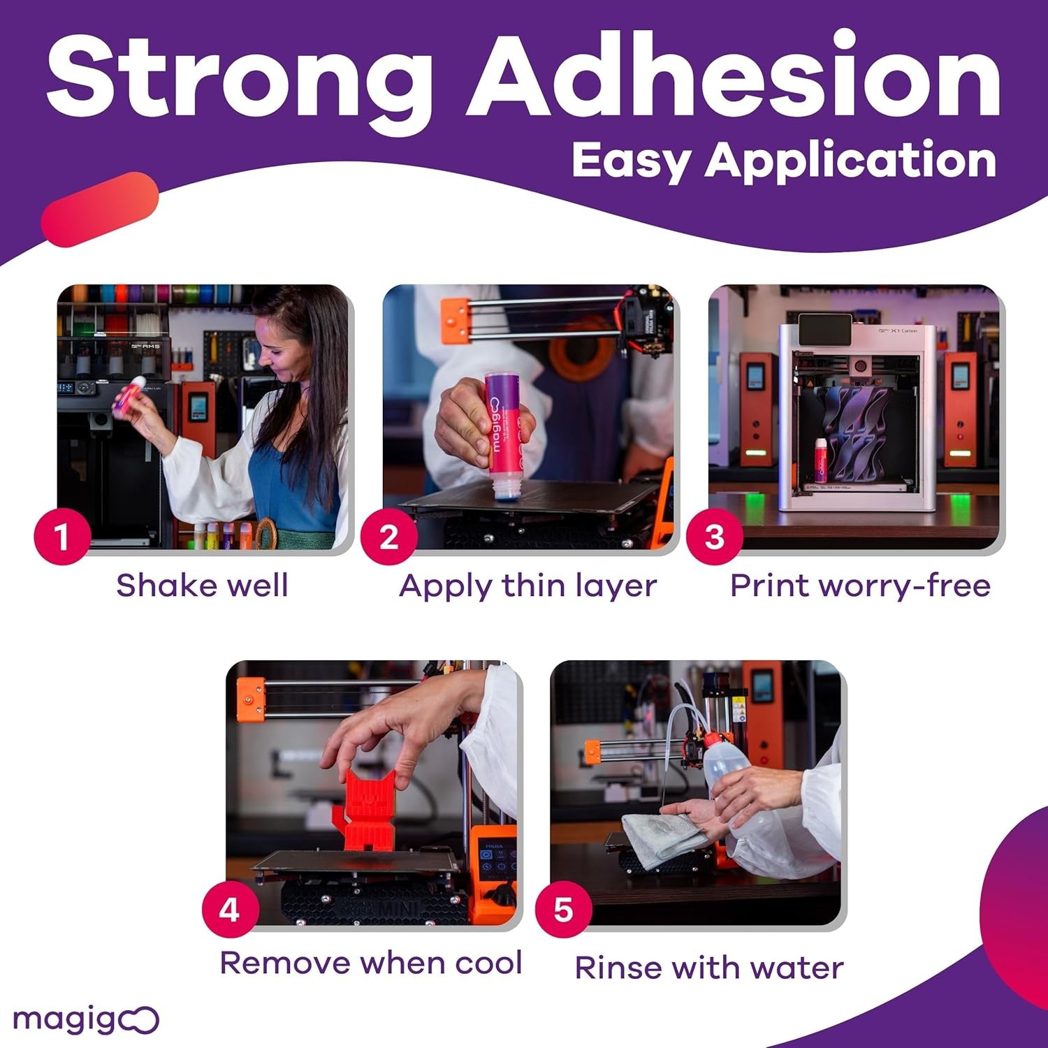 MO2016 All-in-One 3D Printer Adhesive Glue - ABS, PLA, PETG, 50mL, Colourless 