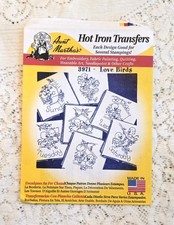 Aunt Martha's 3971 "Love Birds" Hot Iron Transfers Embroidery Needlework